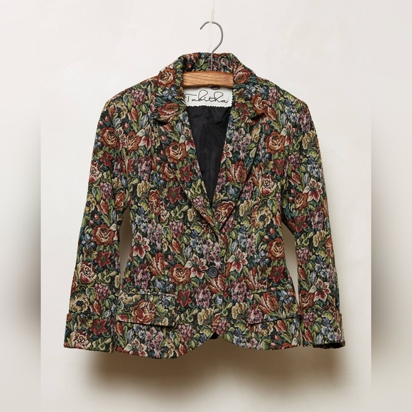 Anthropologie Jackets & Blazers - Anthropologie “Tabitha” Cropped Floral Tapestry Blazer, Size 4